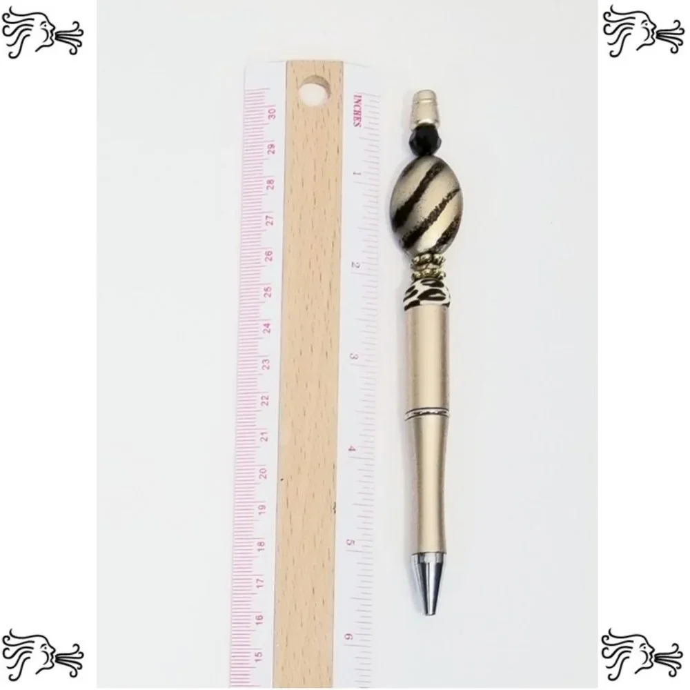 Gold Beaded Pens Includes Pouch and Ink Refill